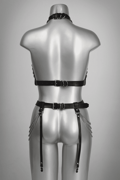 Fascinate Leather Chain Garter Belt