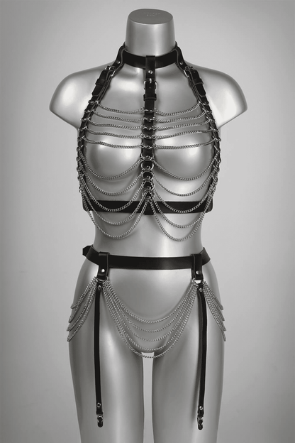 Fascinate Leather Chain Garter Belt